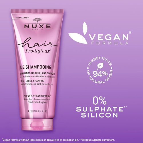 NUXE High Shine Shampoo - Nourishing & Cleansing Radiance Boost with Fermented Pink Camellia Oil