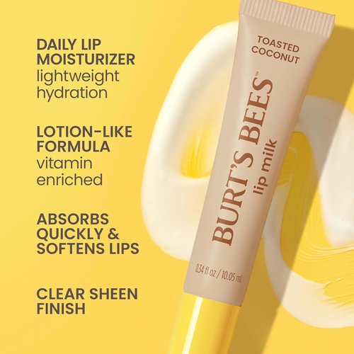 Burt’s Bees Lip Milk - Toasted Coconut Daily Moisturizer | Vitamin-Enriched Hydrating Balm, 0.34 Fl Oz