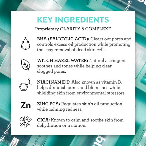 Bliss Clear Genius Clarifying Toner & Serum - Purifies Pores & Calms Skin - 4.3 Fl Oz - Vegan & Cruelty-Free