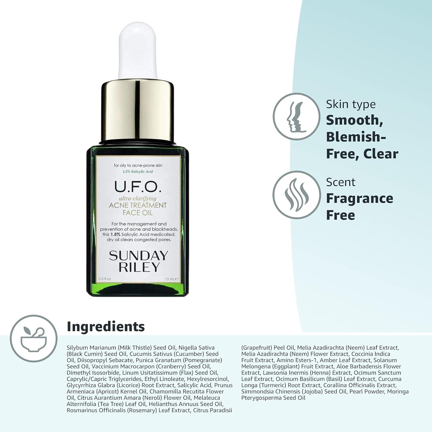 Sunday Riley U.F.O. Acne Treatment Face Oil - Ultra-Clarifying Salicylic Acid & Tea Tree Oil
