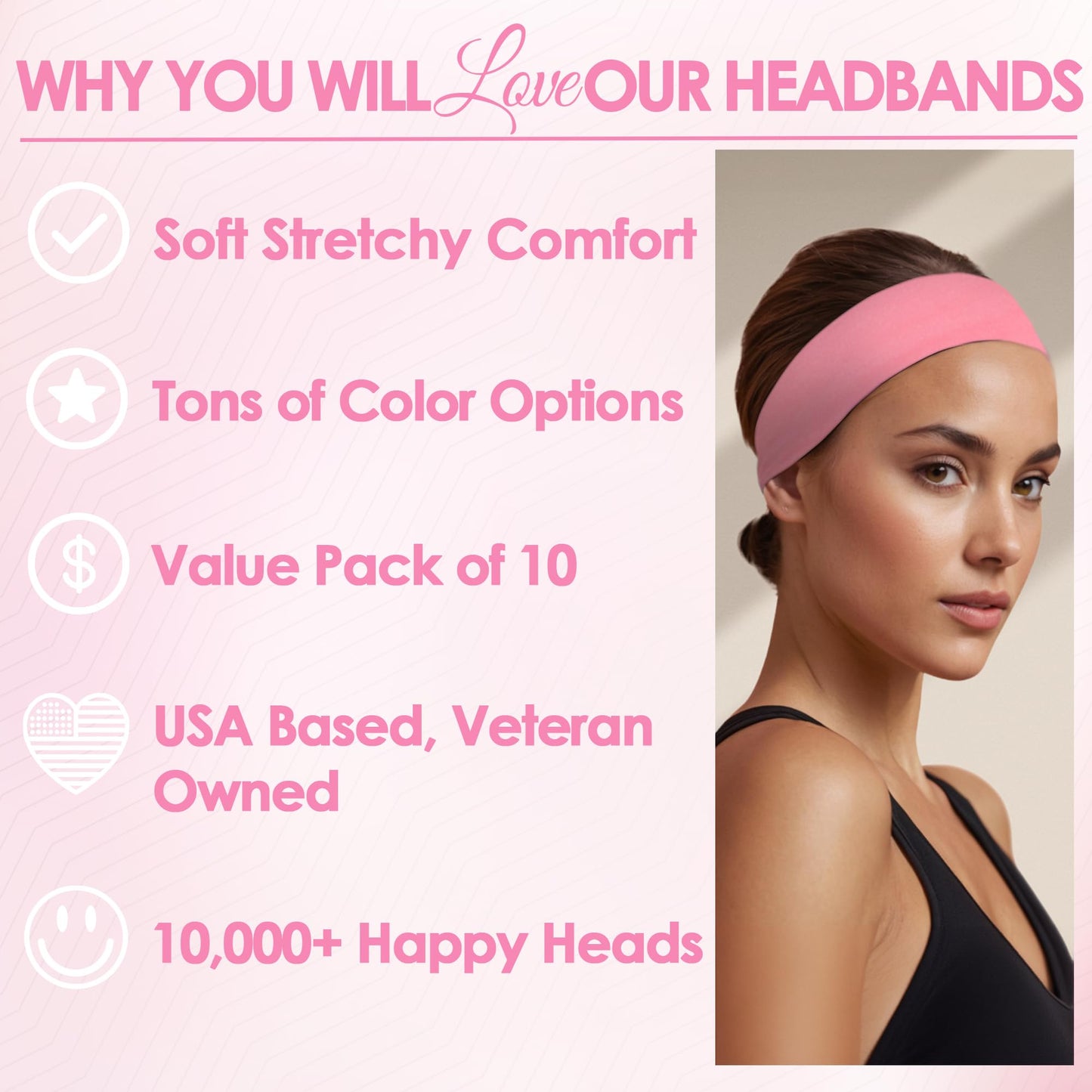 Styla Hair Headbands for Women Stretch Fashion Jersey Headbands 10 Pack Non-Slip Head Wraps Great for Spa, Sports, Yoga, Pilates, Running, Gym Headband, Workouts - Pastel Light