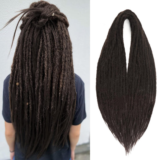 WIGNEE 24 Inches Double Ended Dreadlock Extensions Straight Synthetic Dreadlock Extensions 10 Strands Dreads Extensions (24 Inch, 4)