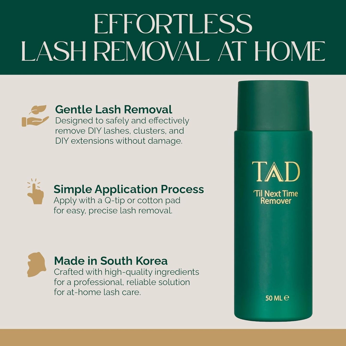 TAD Beauty DIY Lash Remover - Unseals Eyelash Adhesive for Easy Removal - 50ml, Made in South Korea