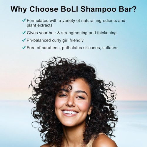 BOLI Rosemary Shampoo Bar - Strengthening & Thickening Solid Soap for All Hair Types | Blue-Green