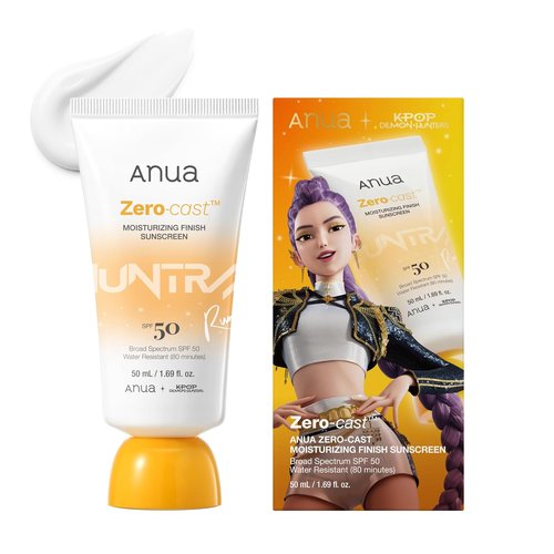 Anua Zero-Cast Moisturizing Sunscreen SPF 50 - Glow Natural Face Sunscreen with Hyaluronic Acid & Niacinamide | 1.69 fl oz