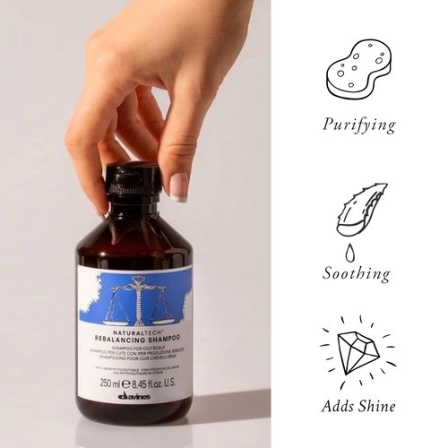 Davines Naturaltech Rebalancing Shampoo - Oil Control & Deep Cleansing for Oily Scalp | 8.45 Fl Oz