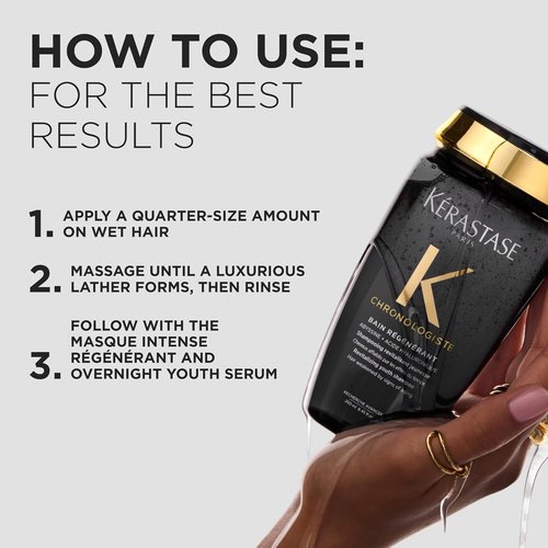 KÉRASTASE Chronologiste Bain Régénérant Shampoo - Revitalizing Anti-Aging Formula for Weakened Hair, 8.5 oz