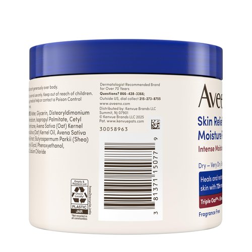 Aveeno Skin Relief Intense Moisture Repair Body Cream with Triple Oat & Shea Butter Formula, Helps Heal, Repair & Restore Very Dry Skin with Long-Lasting Moisture, Fragrance-Free, 11 oz