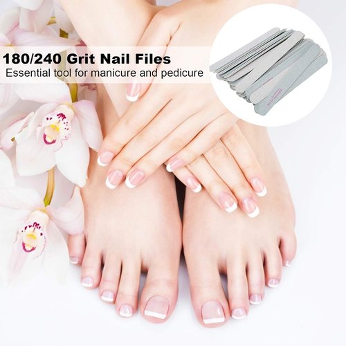 FILFEEL 50 PCS Nail Files - Professional Double-Sided 180/240 Grit Buffers for Home & Salon Use