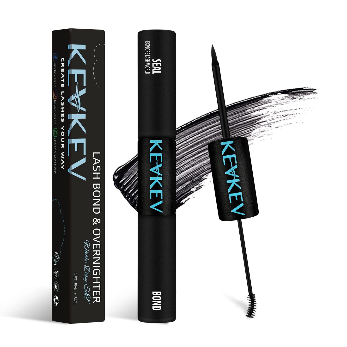 KevKev 300 Pcs Lash Clusters Individual Lashes 20D+40D+50D Cluster Lashes+KevKev Lash Bond & Overnight Sealer for Lash Clusters