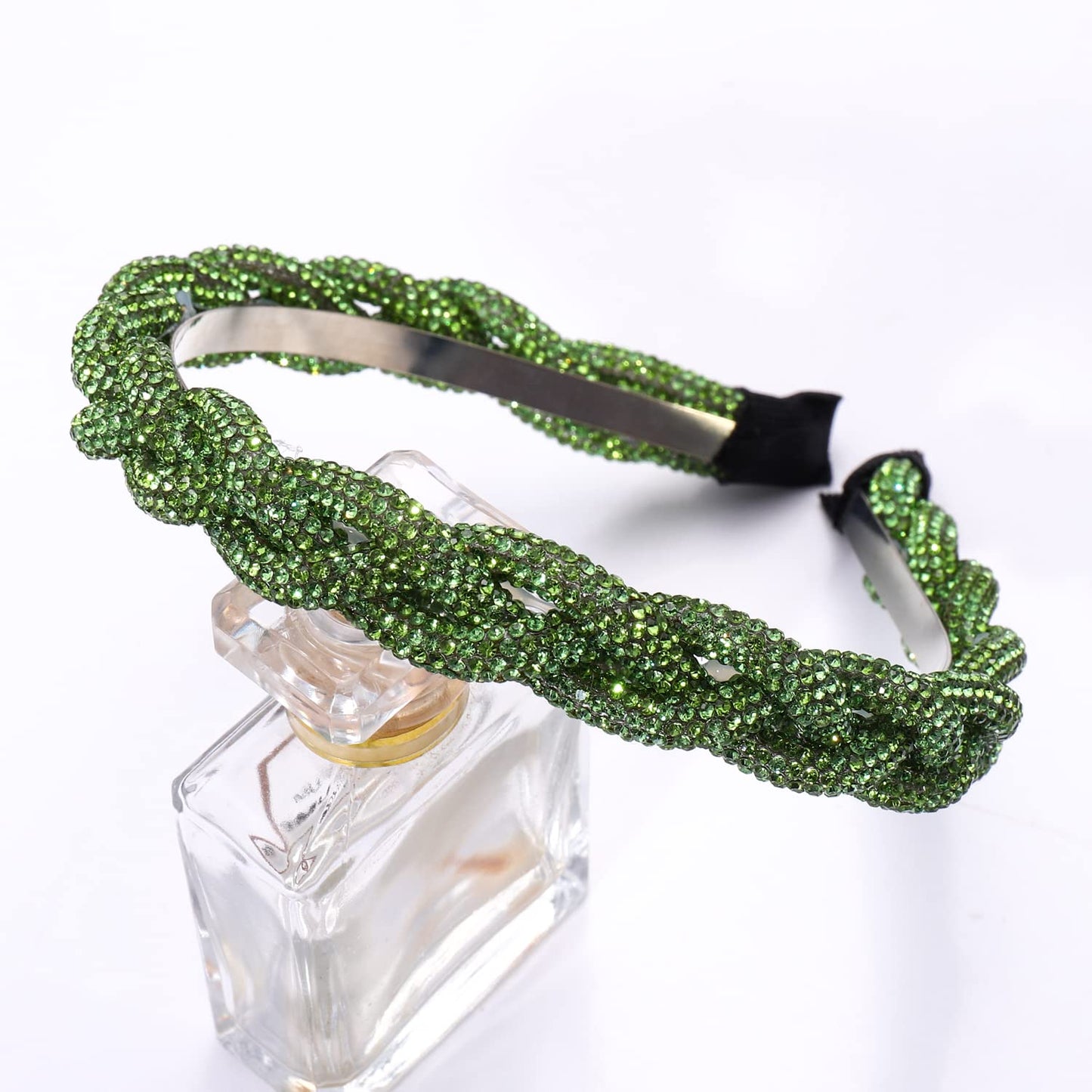 St.Patrick’s Day Headband Green Rhinestone Stripes Twist Hairband Crystal Irish Green Lucky Party Hair Accessories for Women