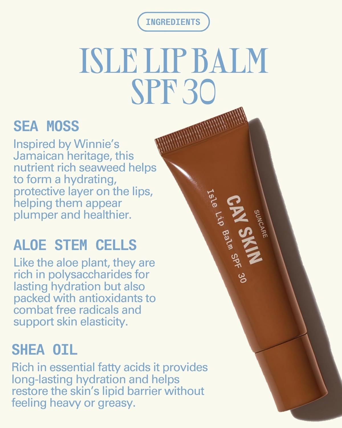 Cay Skin Isle Lip Balm SPF 30 - Hydrating, High Shine Lip Gloss in Vanilla Brown Sugar - 3-Pack, 1.05 oz