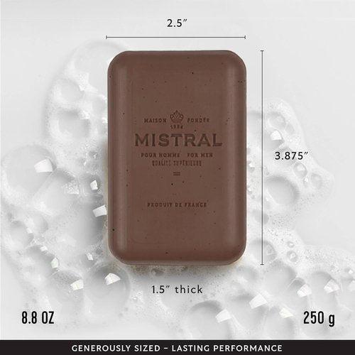 Mistral Bourbon Vanilla Luxury Bar Soap - Natural Moisturizing Soap for Men | Paraben & Phthalate Free | 8.8 oz