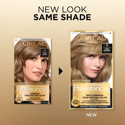 L'Oreal Paris Superior Preference Hair Color - Luminous Fade-Defying Dark Blonde 7 | Lasts Up to 9 Weeks