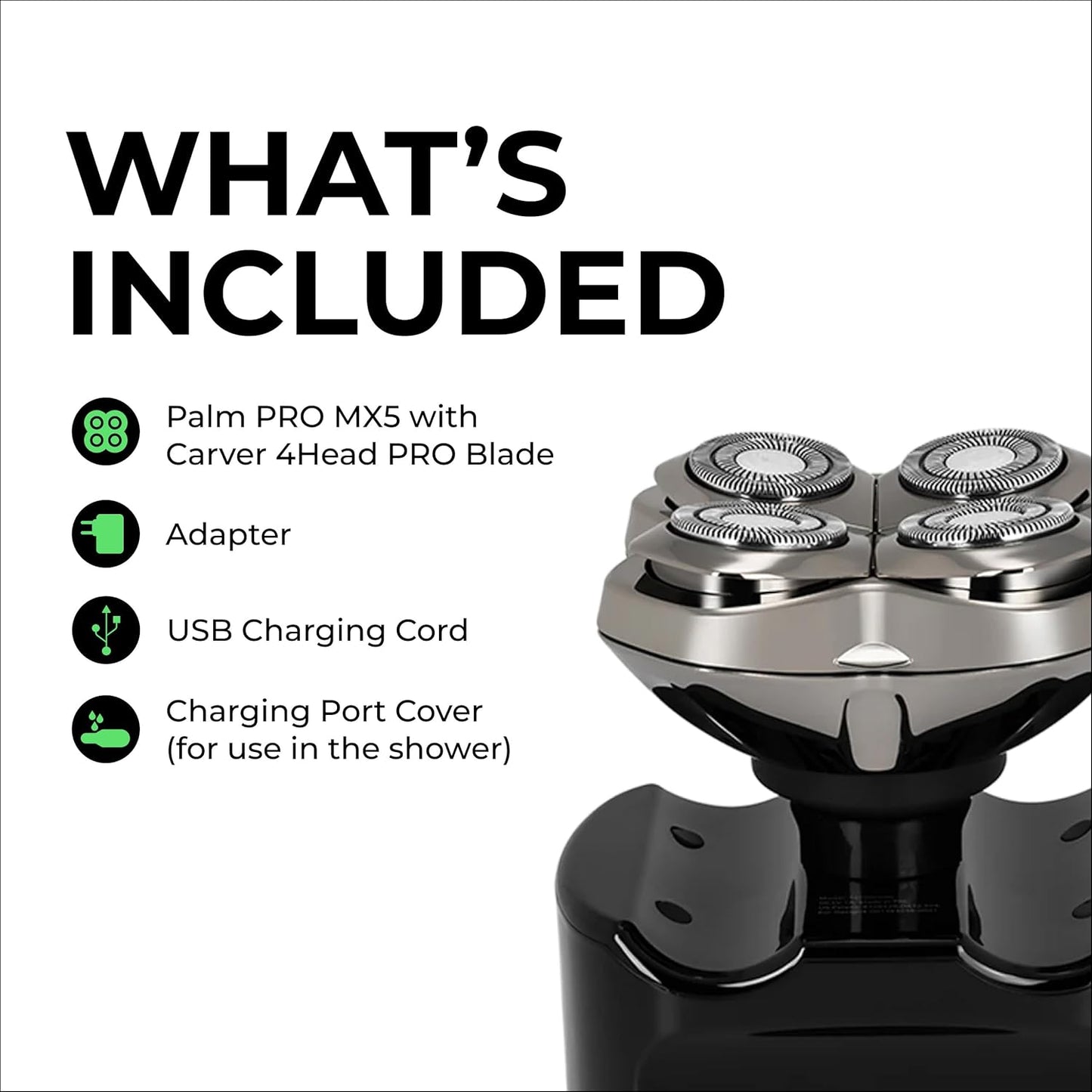 Skull Shaver - Palm MX5 Head & Face Shaver - Effortless Smooth Shave Experience