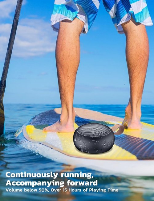 IPX7 Waterproof Bluetooth Speaker - 10W Portable Wireless Sound | 12H Playtime, Built-in Mic, Black