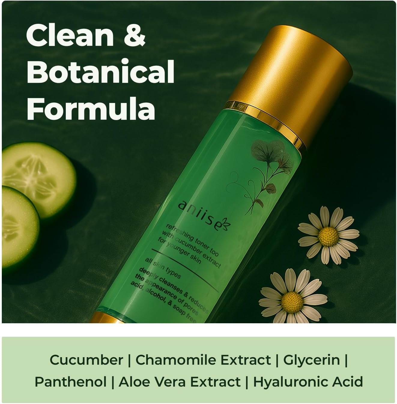 Skiennix Refreshing Cucumber Extract Face Toner - Deep Cleansing & Hydrating | 4 fl. Oz | Alcohol-Free, Vegan
