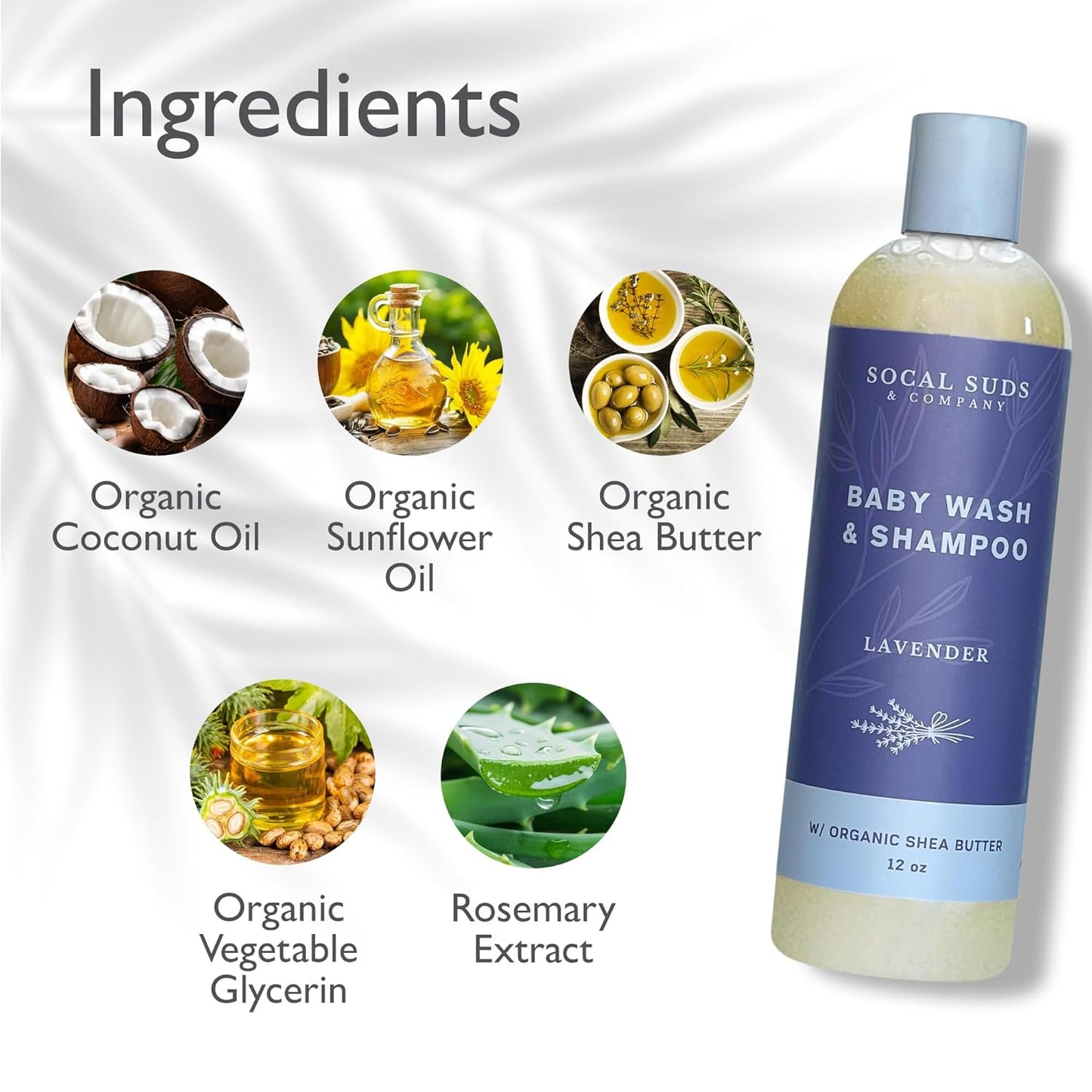 SoCal Suds & Company Baby Body Wash & Shampoo - Natural Lavender Soap for Sensitive Skin | 12oz Bottle