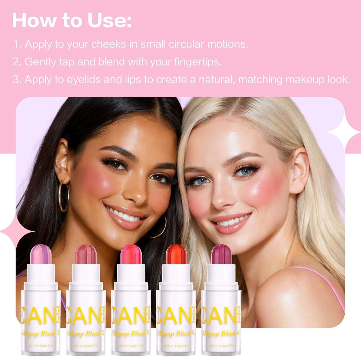 UCANBE Cream Blush Stick - Purple Duo-Tone Multi-Use Makeup for Cheeks & Lips | Hydrating, Lightweight, Long-Wearing