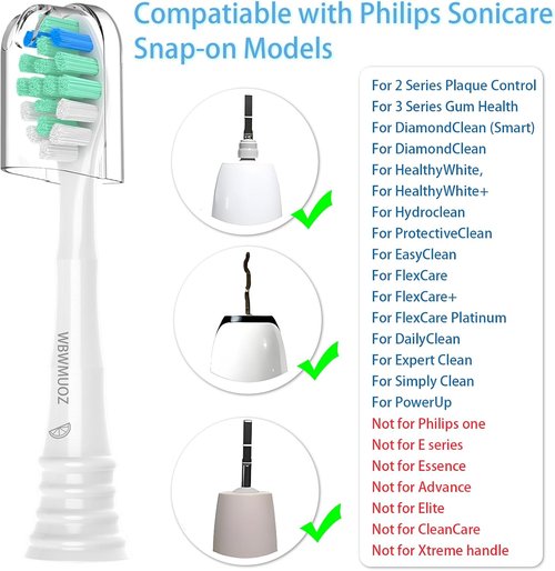 Philips Sonicare Replacement Toothbrush Heads - Snap-On C2 C1 Compatible, 6 Pack