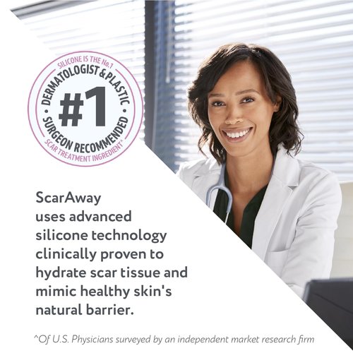 ScarAway Acne Scar Treatment, Clear Silicone Scar Gel, 100% Medical-Grade, Helps Improve Size, Color & Texture of Post-Acne Hypertrophic & Keloid Scars on Face & Body, Water Resistant, 15 grams