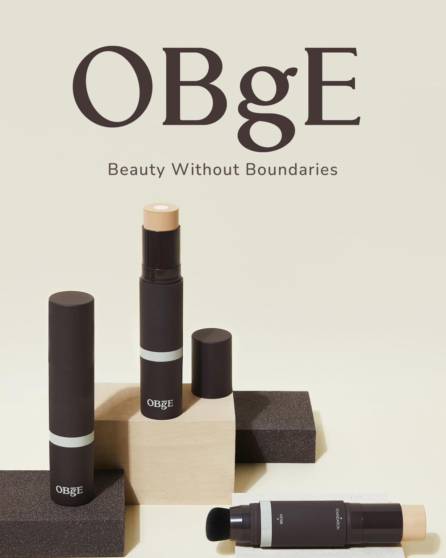 OBgE Natural Cover Foundation #21 (Ivory, 0.5oz) - Stick Foundation with Brush for Flawless Skin Tone Correction and Coverage. Long-Lasting Wear for Daily Use.