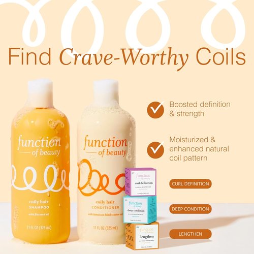 Function of Beauty Coily Hair Set - Shampoo, Conditioner & Booster for Curl Definition & Deep Conditioning