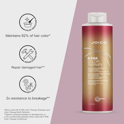 Joico K-PAK Color Therapy Conditioner - Color Protection & Shine Boost | Repair Damaged Hair with Keratin & Argan Oil