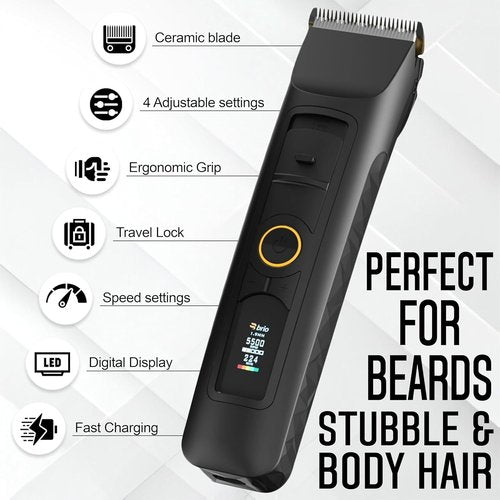 Brio Beardscape V2 Beard Trimmer - Professional Cordless Hair Trimmer with Low Friction Blade | 4-Hour Battery Life, Ideal for Beard & Body (Black)