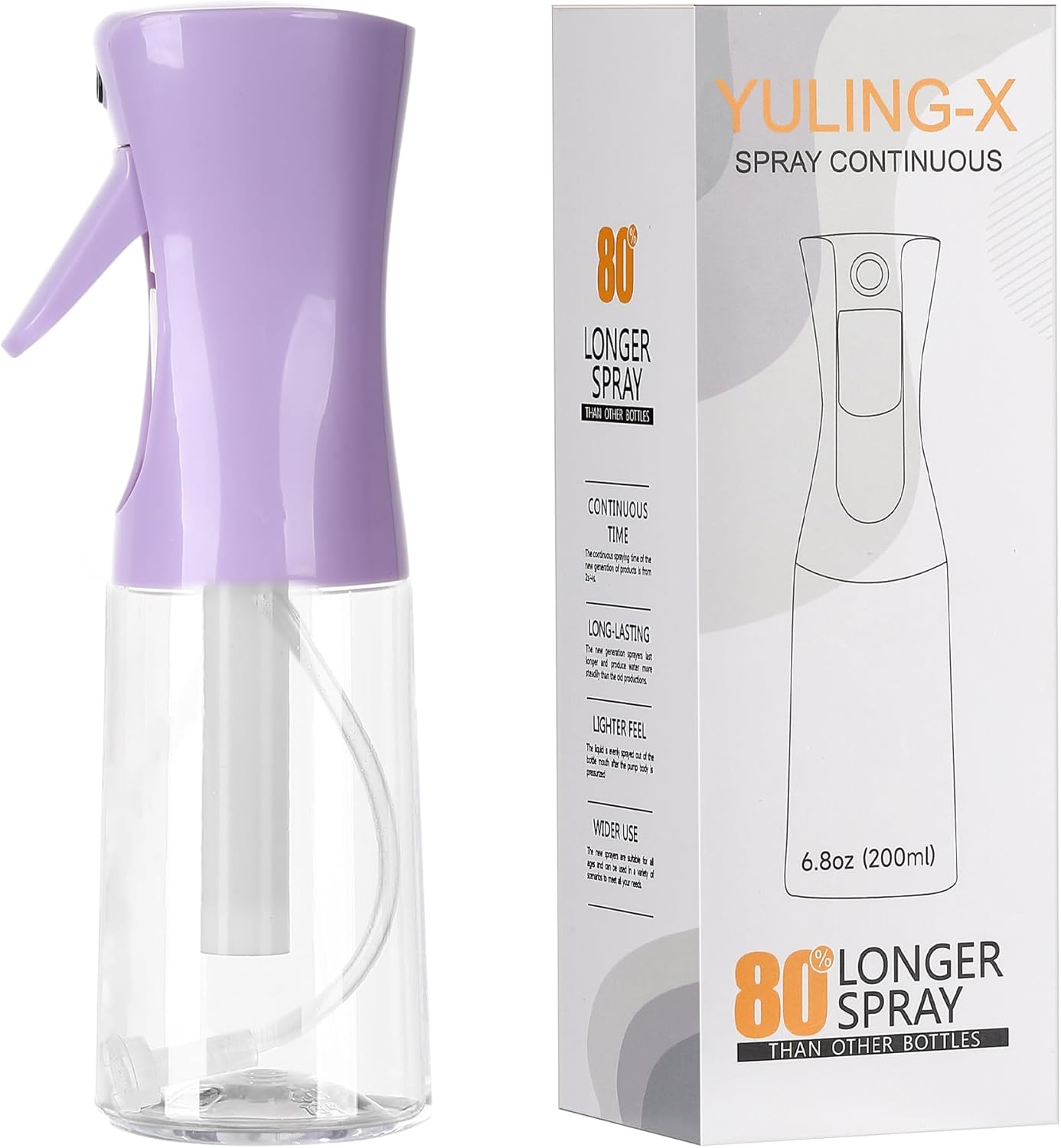 Skiennix Ultra-Fine Hair Spray Bottle - Continuous 200ml/6.8oz for Hair Design & Skin Care | Reusable Purple