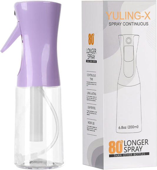 Skiennix Ultra-Fine Hair Spray Bottle - Continuous 200ml/6.8oz for Hair Design & Skin Care | Reusable Purple