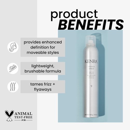 Kenra Design Spray 9 - Light Hold Hairspray for Taming Frizz & Flyaways | Lightweight & Brushable for All Hair Types