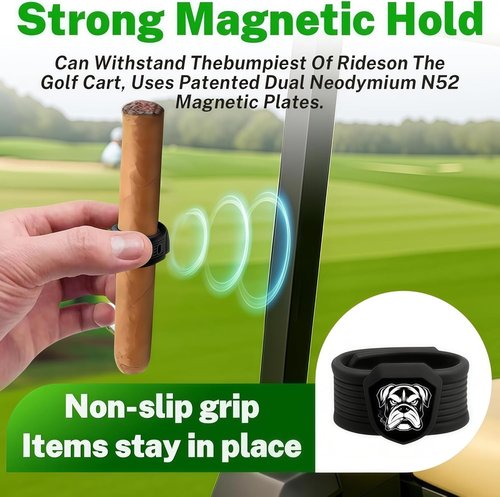 Dominant Magnetic Cigar Holder - Universal Cigar Clip with Strong Magnet & Elastic Silicone | 2 Pack in Blue & Black
