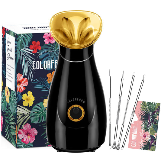 Colorfarm Facial Steamer Nano Ionic: Face Steamer Deep Cleaning Unclogs Pores - Humidifier Hot Mist Home Sauna Spa for Women Men Sinuses Moisturizing