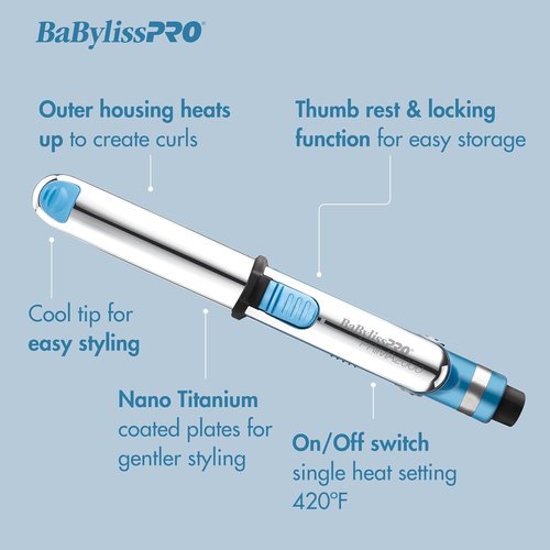 Nano Titanium Prima2000 Ionic Styling Iron, 3/4" stainless steel travel/mini iron, all hair types