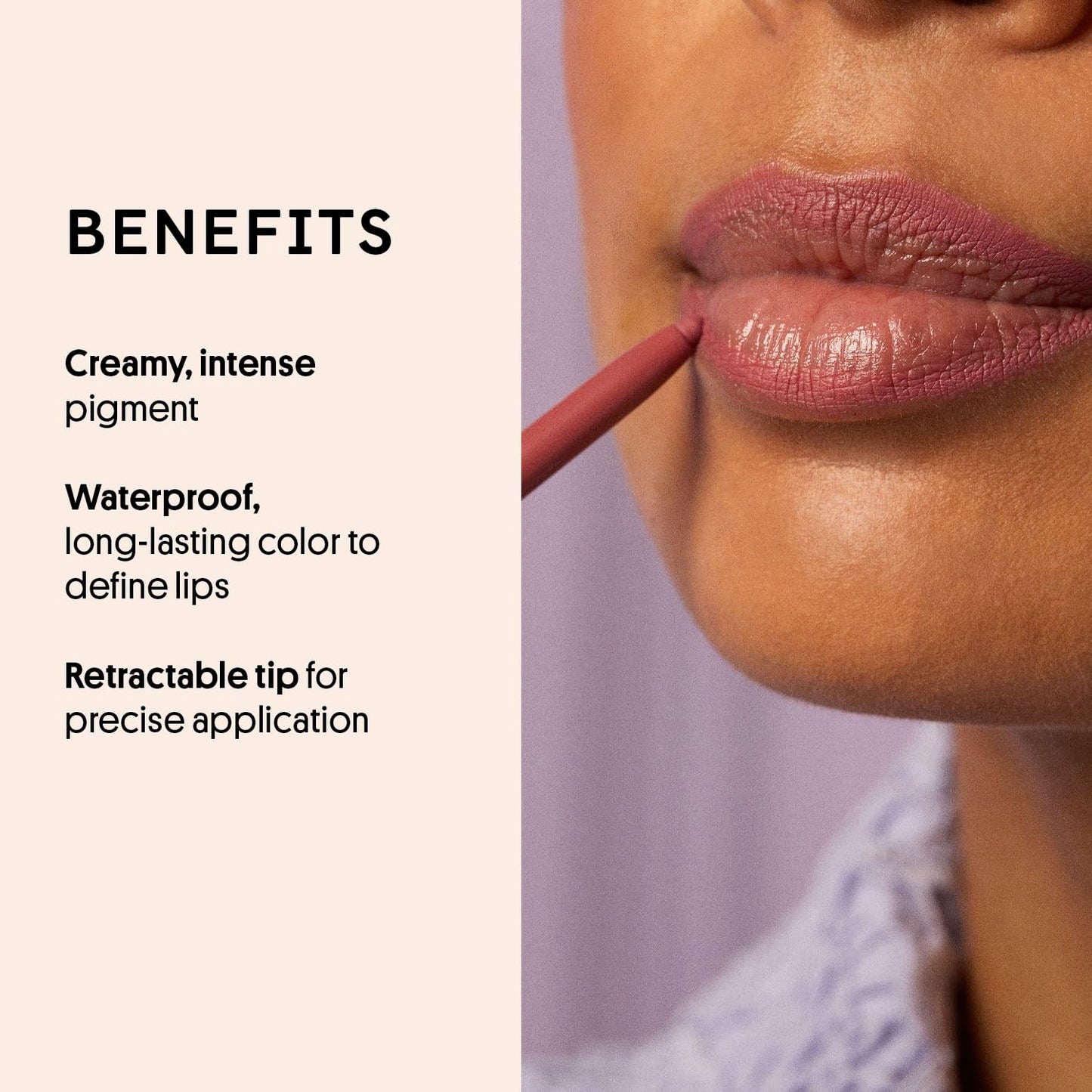 Winky Lux Pippy Demi Matte Lip Liner Pencil - Waterproof Purple Mauve Lipliner with Creamy Retractable Tip