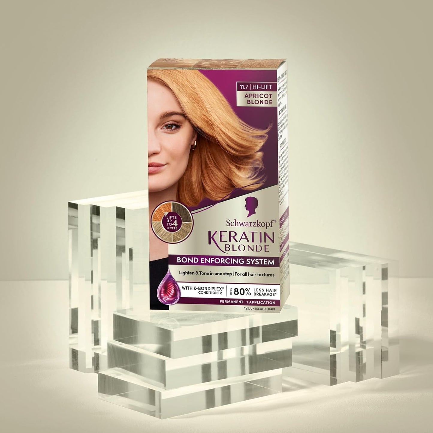 Schwarzkopf Keratin Hair Dye - 11.7 High Lift Apricot Blonde | Professional Permanent Color with Bond Enforcing System & Conditioner