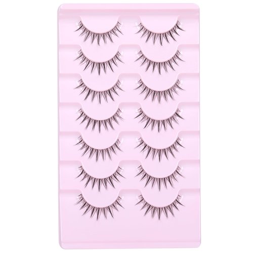 Manga Lashes Natural Look Anime Lashes with Clear Band Manga Eyelashes Asian Korean Style Cute Anime Eyelashes Natural Wispy 3D Lashes 7 Pairs Pack by EYDEVRO