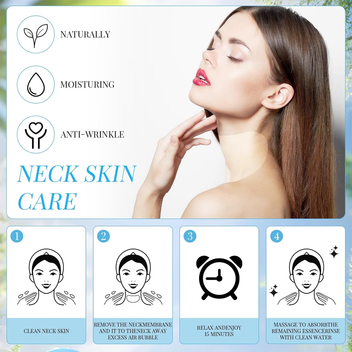 Skiennix Neck Wrinkle Patches - Hydrating Moisturizing Smile Line Pads | 12 Pcs for Skincare