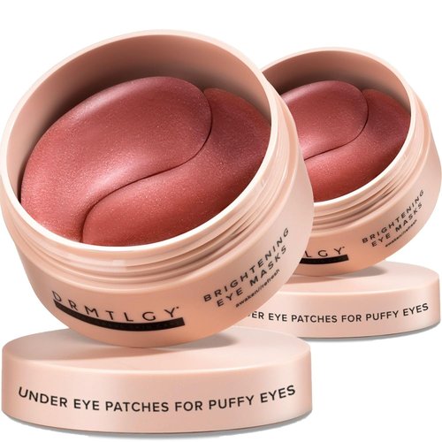 DRMTLGY Brightening Eye Masks - Biodegradable Hydrogel Patches with Caffeine & Peptides - Hydrate & Depuff Dark Circles - 2 Pack (60 Count Each)