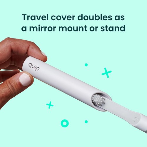 Quip Metal Sonic Electric Toothbrush - Soft Bristles, Travel Case & Replacement Head | 3-Month Battery Life, Moonlight Champagne
