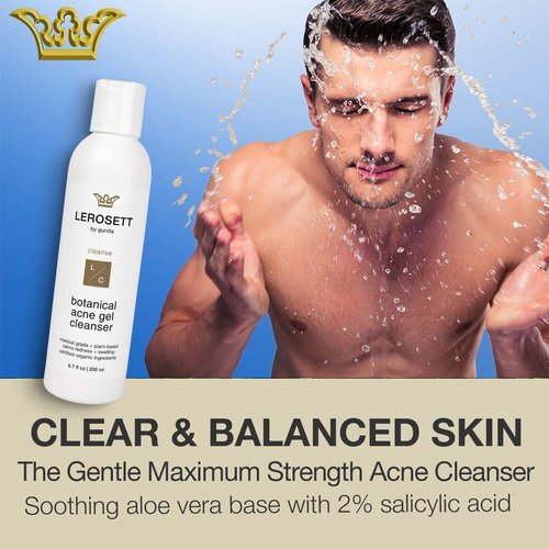 LEROSETT Foaming Gel Acne Cleanser - Vegan Formula with 2% Salicylic Acid & 50% Calming Aloe | 6.7oz