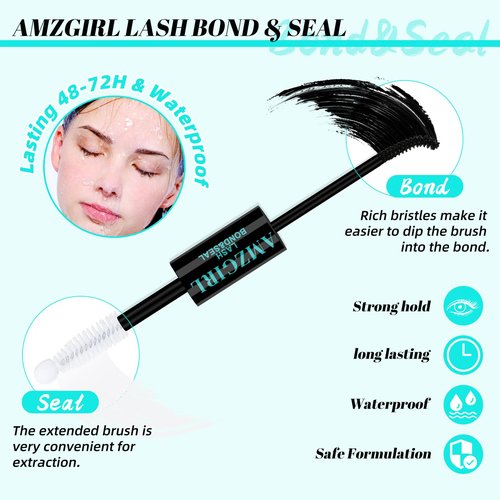 AMZGIRL LASH Clusters Kit 320Pcs, DIY Individual Extensions with Lash Bond and Seal, Remover For False Eyelashes, Applicator Tool Kit At Home(3040D,D-Mix9-16mm, Black