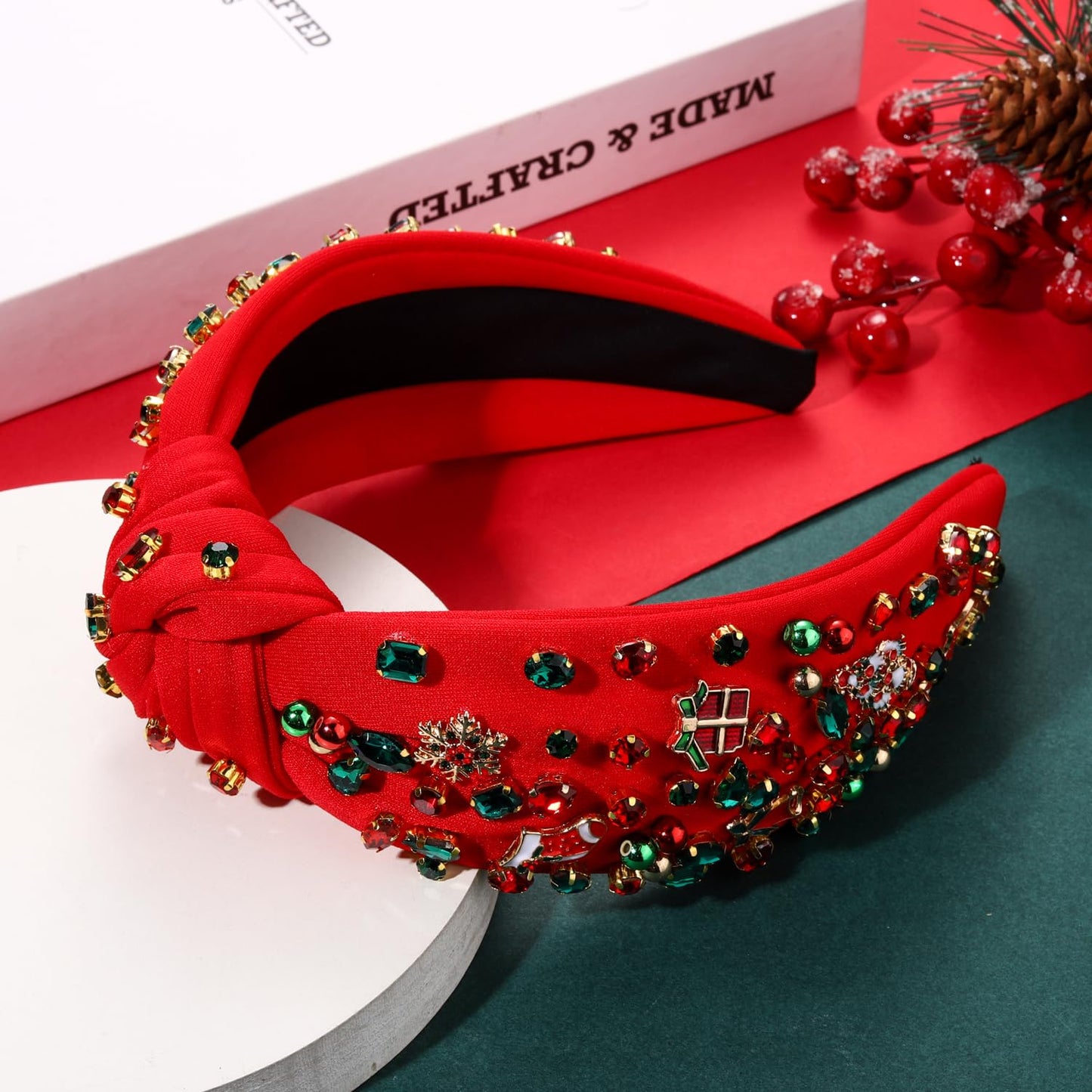 Christmas Headband for Women Snowflake Reindeer Tree Bow Headband Winter Holiday Wide Knot Hairband Hair Accessories Gifts