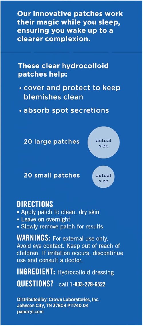 PanOxyl PM Overnight Spot Patches - Advanced Hydrocolloid Healing Technology | Fragrance-Free, 40 Count