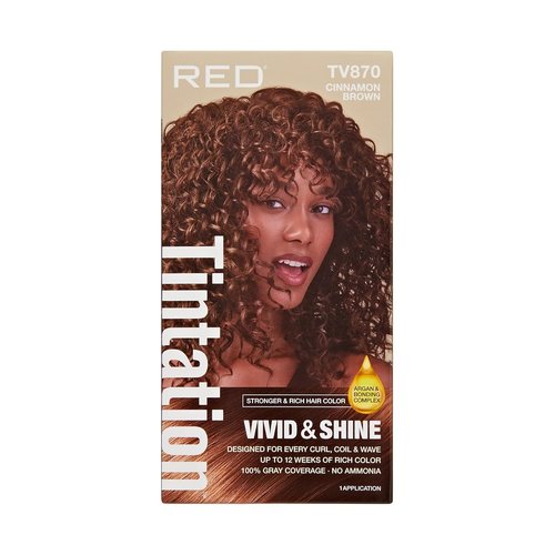 Red by Kiss Tintation Vivid & Shine Permanent Hair Dye - High Lift Argan Oil Formula for 100% Gray Coverage (Cinnamon Brown)