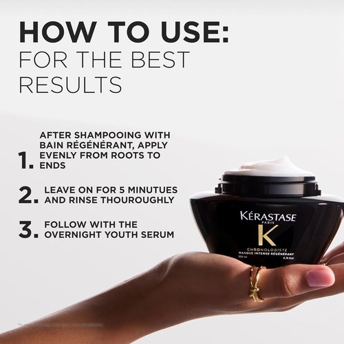 KÉRASTASE Chronologiste Masque Intense Régénérant - Revitalizing Youth Hair Mask with Hyaluronic Acid & Abyssine, 200ml