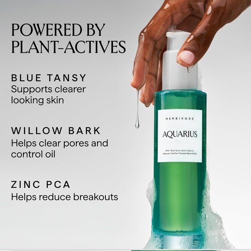 HERBIVORE Aquarius BHA Cleanser - Deep Cleansing & Gentle Exfoliation for Oily-Combination Skin | 3.3 oz, Vegan & Cruelty-Free