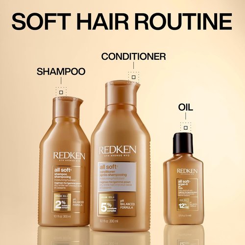 Redken All Soft Argan-6 Oil Treatment - Deep Conditioning for Dry Hair, Enhances Softness & Shine