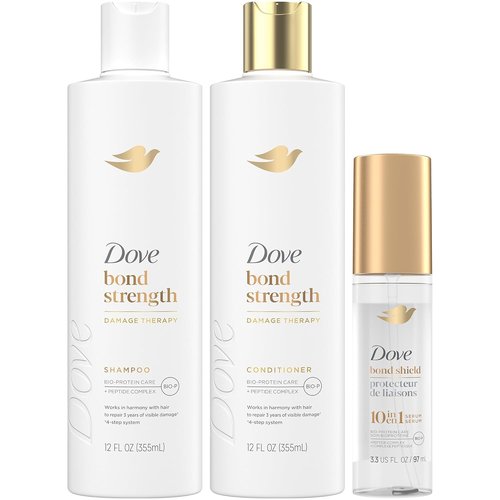 Dove Bond Strength Shampoo & Conditioner Set - Repair Damaged Hair & Frizz | 3-Piece Bundle